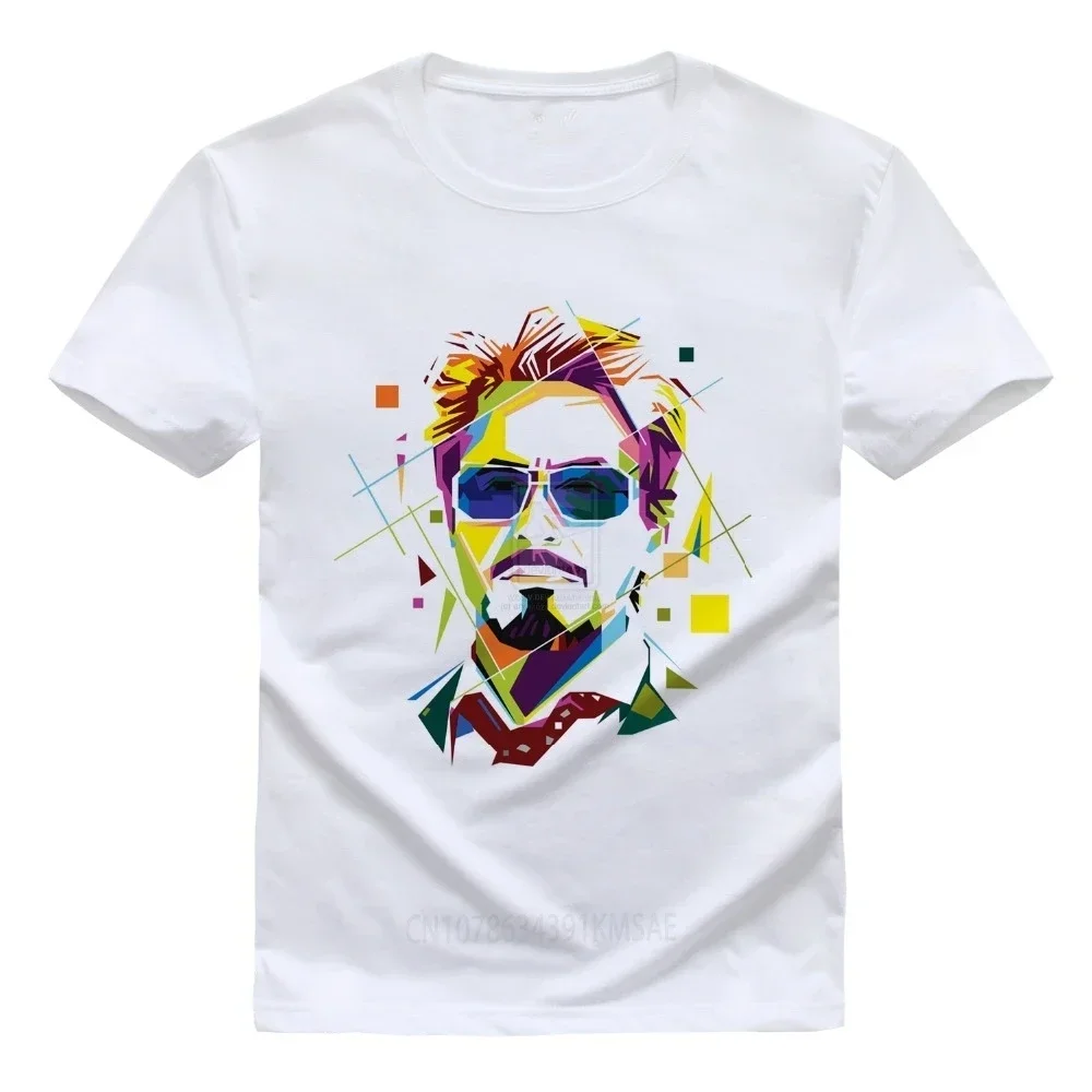 Tony Stark Robert Downey Pure Cotton O-neck Men's Short Sleeve T-shirt European And American Music Rock And Roll Streetwear