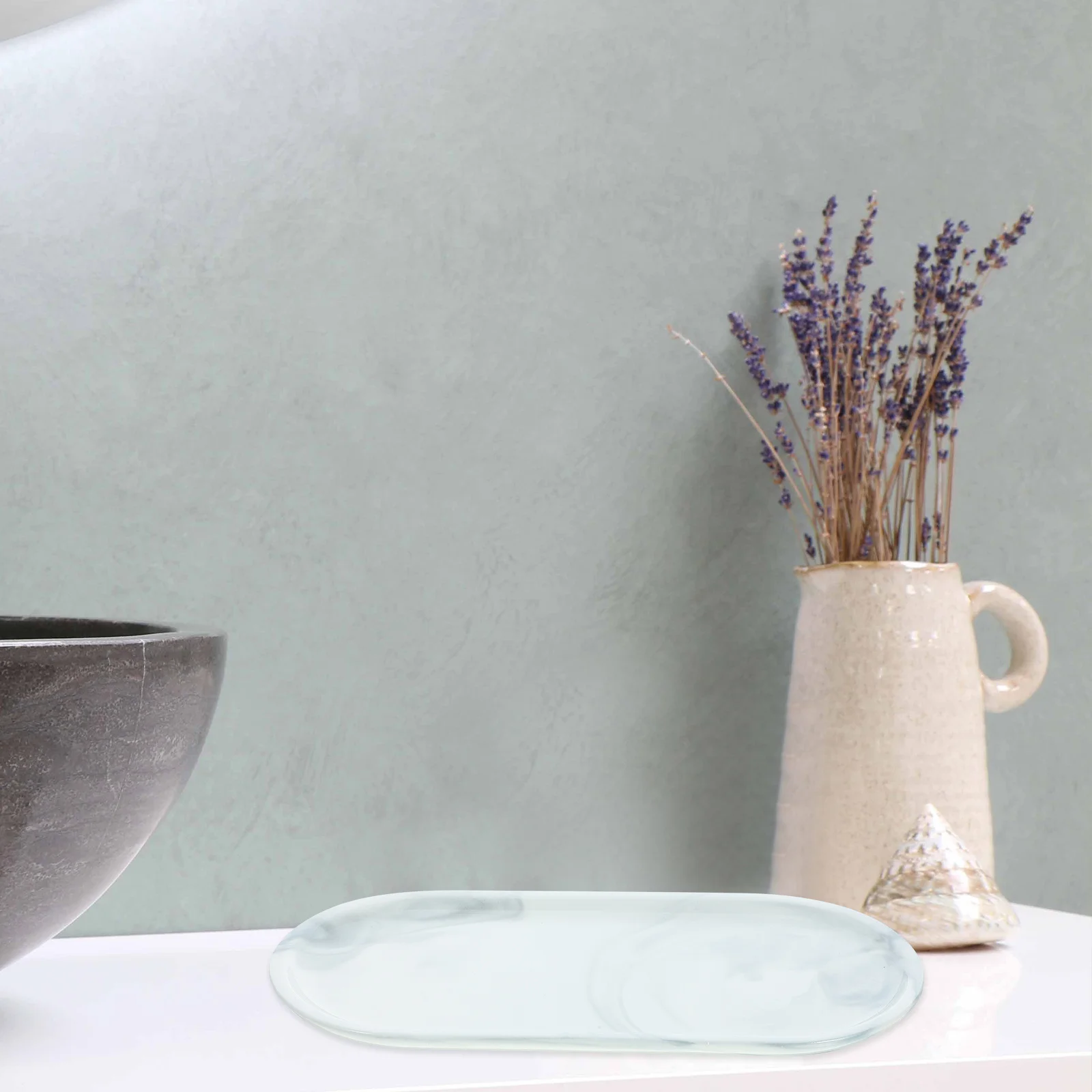 

Marble Pattern Ceramic Storage Tray Bathroom Plate For Toiletries Jewelry Towel Small Space Saver White Ceramic Bathroom Plate