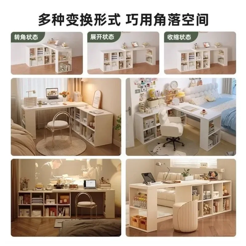 HYS Home Computer All-in-One L-Shaped Corner Desk Bookshelf Study All-in-One L-Shaped Corner Study Desk