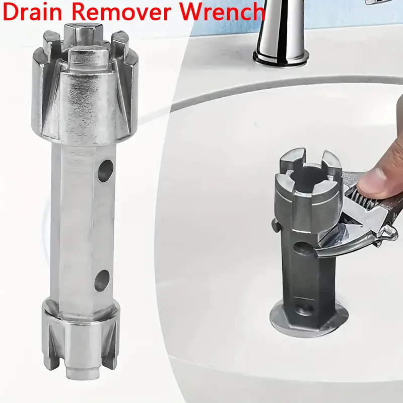 1pc Tub Drain Remover Dual-Ended Wrench Aluminum Alloy Mechanical Operation Manual Plumbing Repair Tools For Bathtub Drains