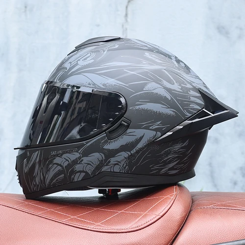 Casco de motocicleta, casco integral con doble espejo para hombres y mujeres, coche deportivo de motocicleta, casco integral para todas las estaciones