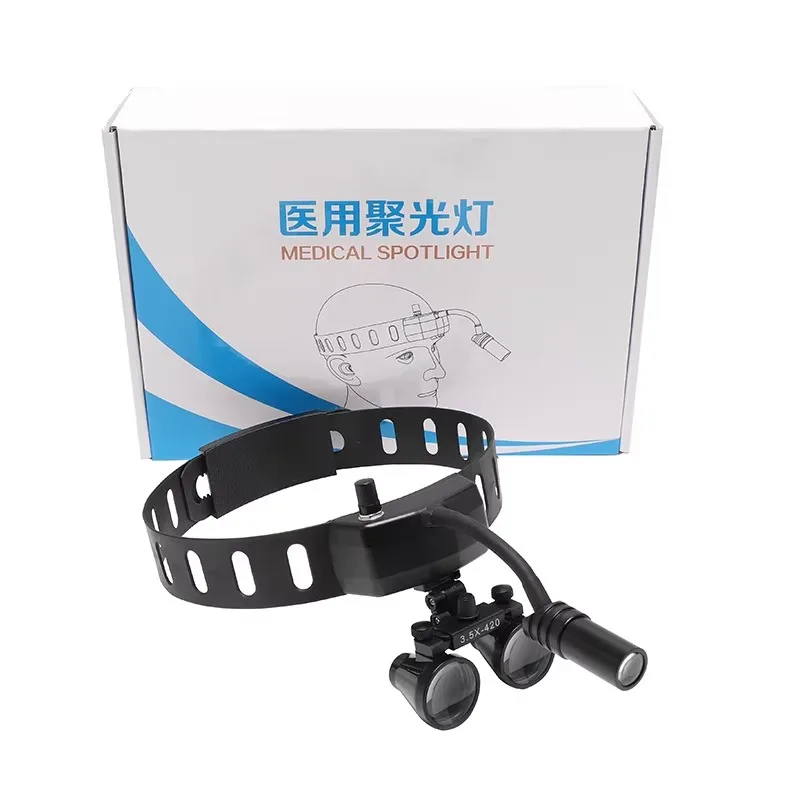 

2.5/3.5X Magnifying Glass Binocular Magnifier Surgical Dental Loupes+5W Medical Headlamp Head Light