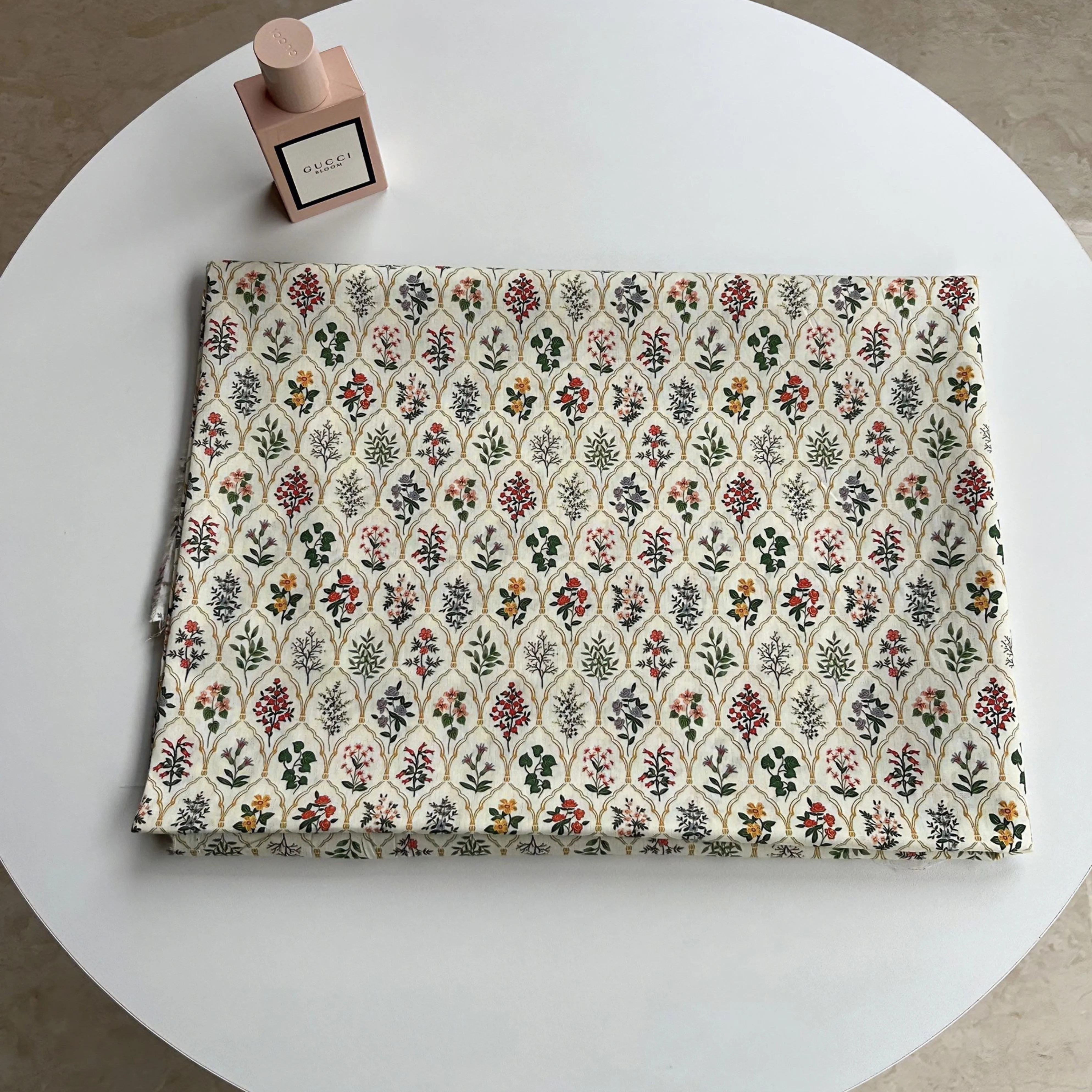 Soft Breathable Cotton Fabric Showcasing Vivid Botanical inspired Patterns Perfect for Garment Design Quilting and Home Decor