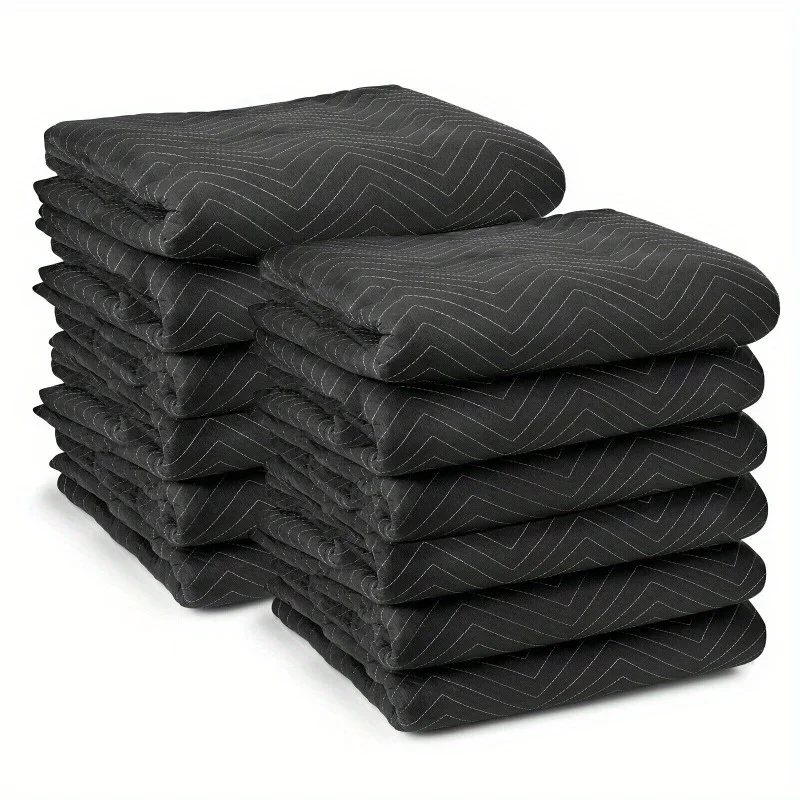 

Moving Blankets 80" x 72" Pro Economy - 12 Pack - Black Shipping Furniture Pads