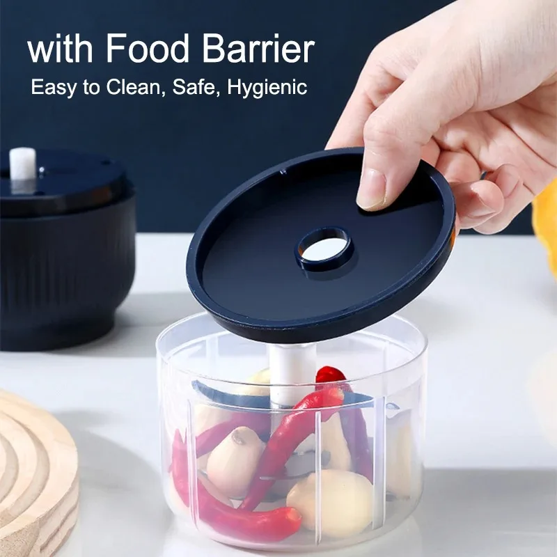 250ml Mini Wireless USB Rechargeable Electric Vegetable Chopper, Garlic Crusher, Food Chopper with 3 Blades for Kitchen Gadgets image 4