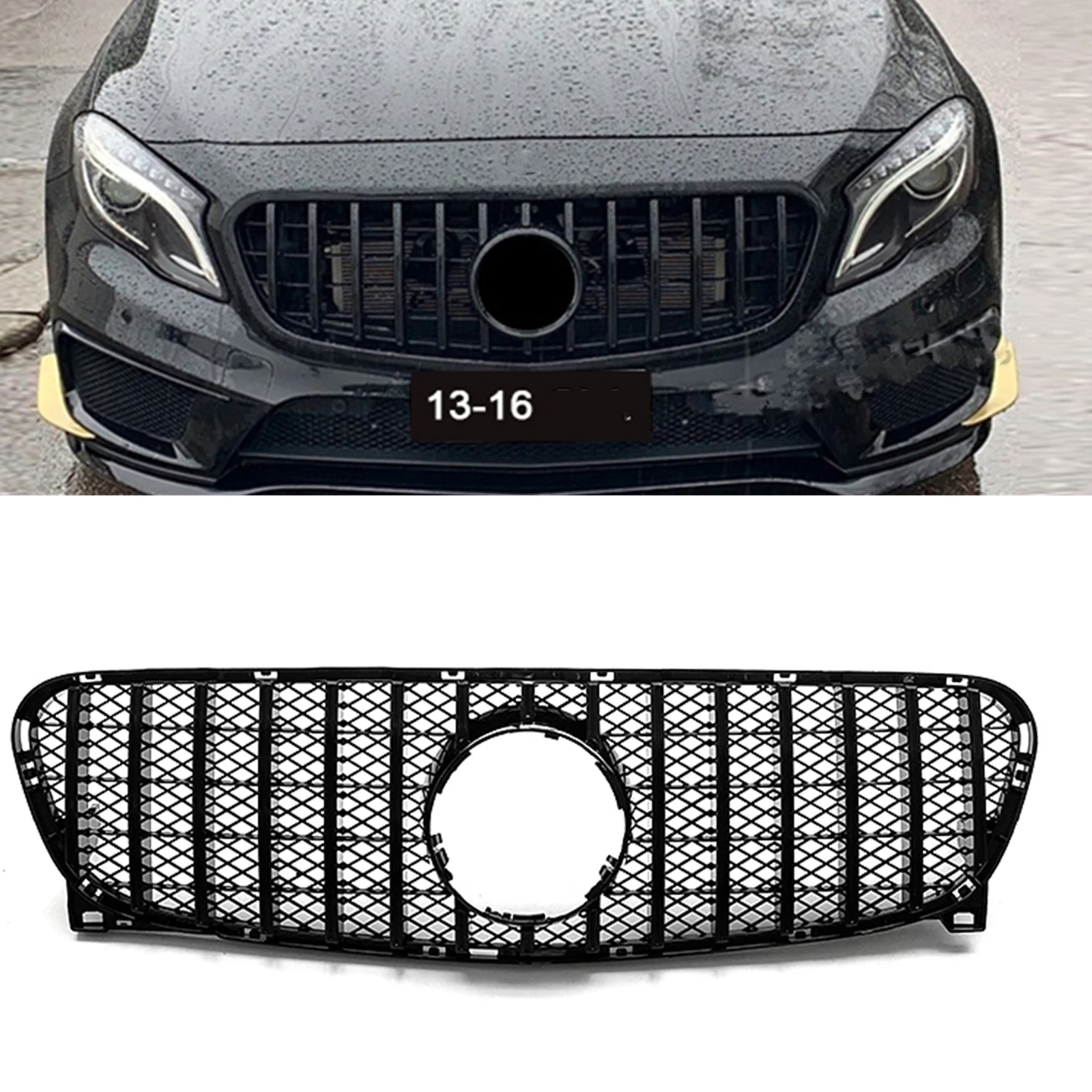 GT Style Upper Bumper Hood Mesh Grid For Mercedes-Benz GLA Class X156 2014-2016 GLA200 GLA250 GLA260 Racing Grill Front Grille