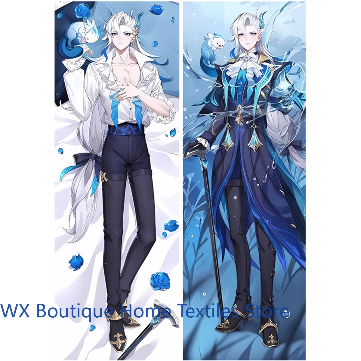 

Neuvillette Dakimakura Cover Anime Game Boy Waifu Otaku Long Life Size Body Pillow Case Double-sided Print