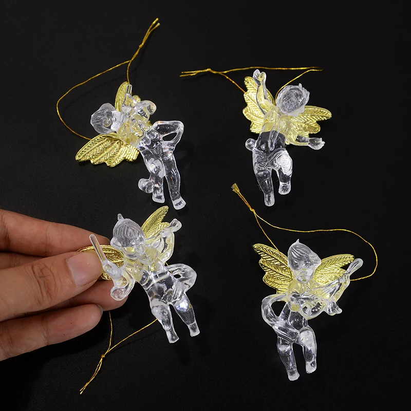 

4pcs Christmas Transparent Angel Ornaments Christmas Tree Hanging Pendants Xmas New Year Home Holiday Party Decor Dropshipping