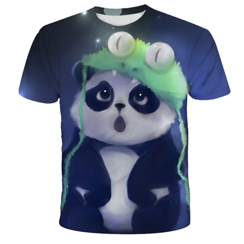 New Cartoons Cute Panda 3D Printing T-shirt Unisex Short Sleeved Shirt Boys Girls Tshirts Children's Clothing Kids T shirts Tops