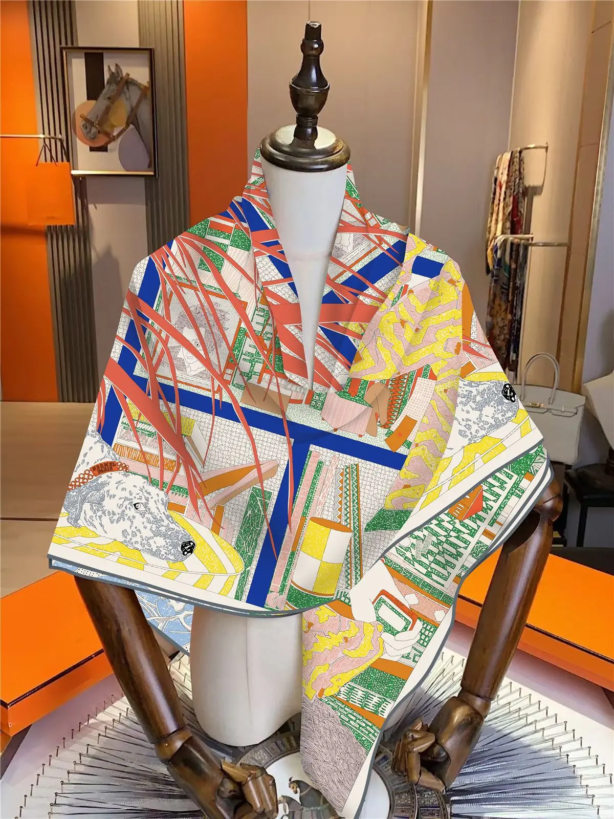 

Женский элегантный мягкий шарф из искусственного шелка 130x130 см, теплый универсальный роскошный подарок для офиса, повседневная одежда на годовщину