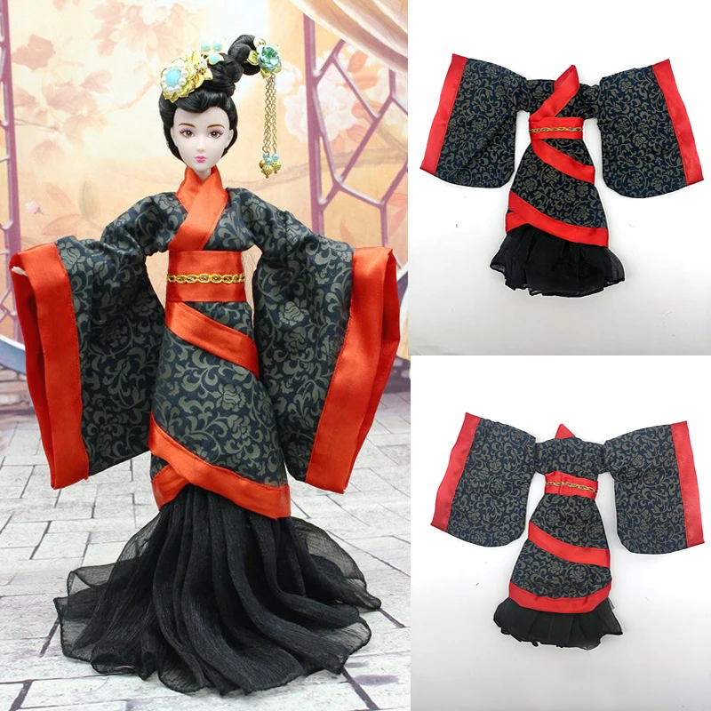 Handmade Bjd Doll Clothes Chinese HanFu Girl Dress BABI CLOTHES For Dolls 30cm Barbie Kurhn 1/6 Jointed Doll Accessories Toys