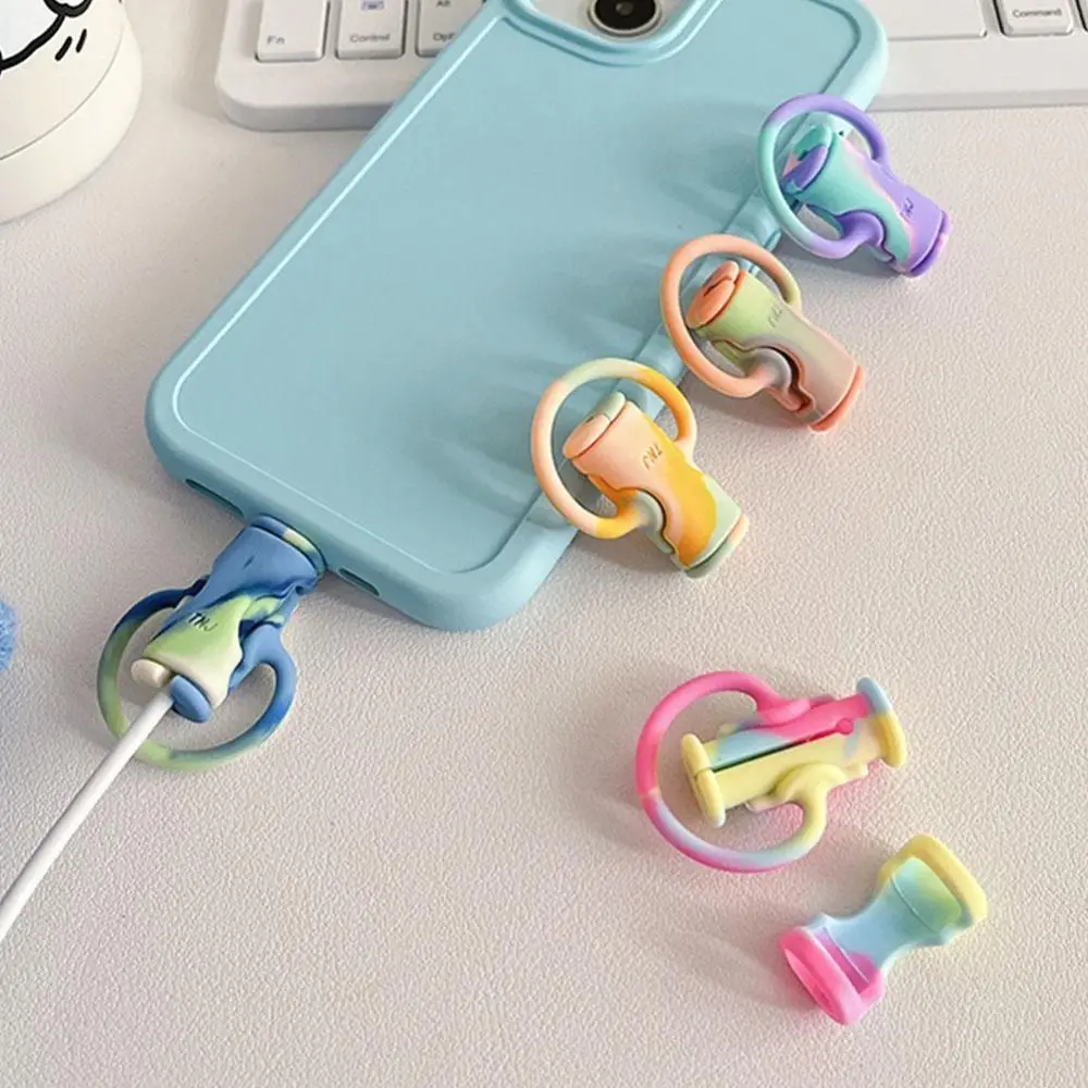 2 in 1 Cable Protective Sleeve Data Line Storage Winder Colorful Earphone Wire Cord Protection Cover Soft Silicone Cable Ties