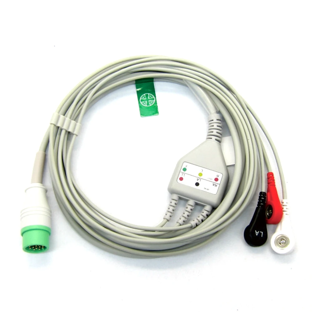 

EC-219 One-piece ECG Patient Cable IEC With 3leads 5leads Snap clip For biolight A-series ECG Electrocardiograph Monitor