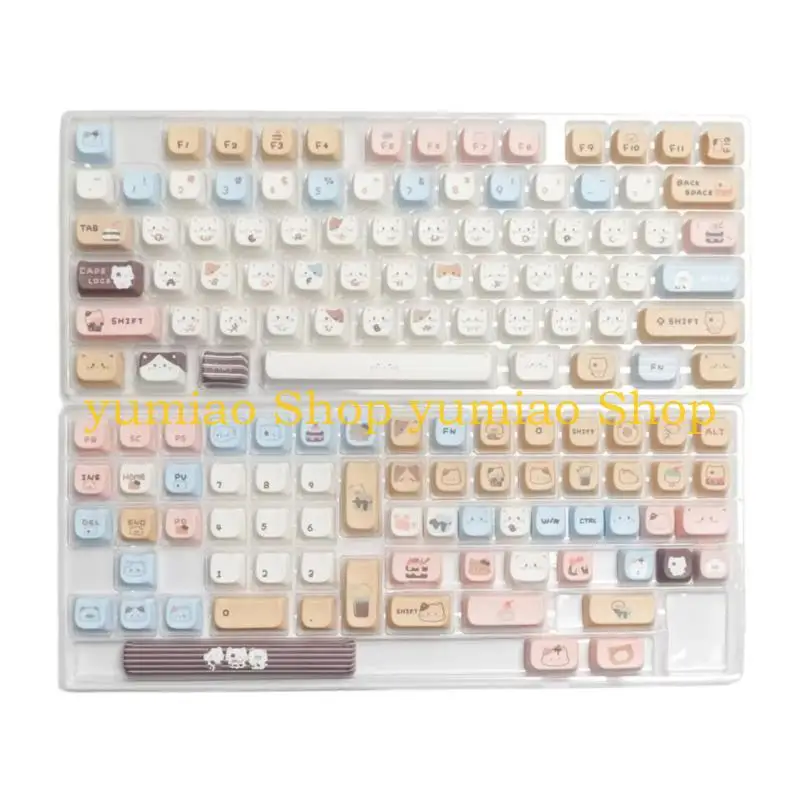 

587B PBT Keycaps with Sea Salt Kitten Theme MAO Height Keycap Set 140Keys Keycap