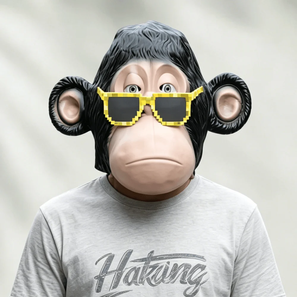 Realistic Chimpanzee Mask Latex Full Head Monkey Mask for Halloween Cosplay Party Costume Props