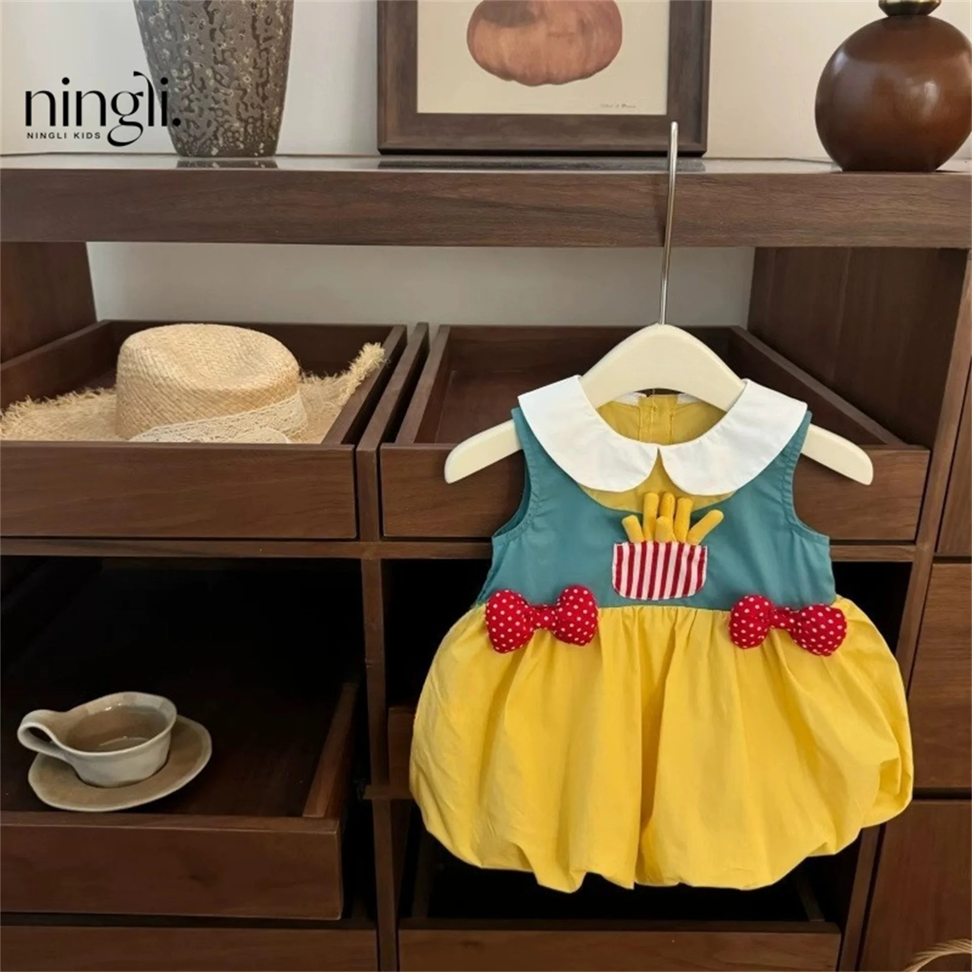 

Cosplay, McDonald's shop assistant, cute baby girl, french fries, doll collar, college flower bud dress