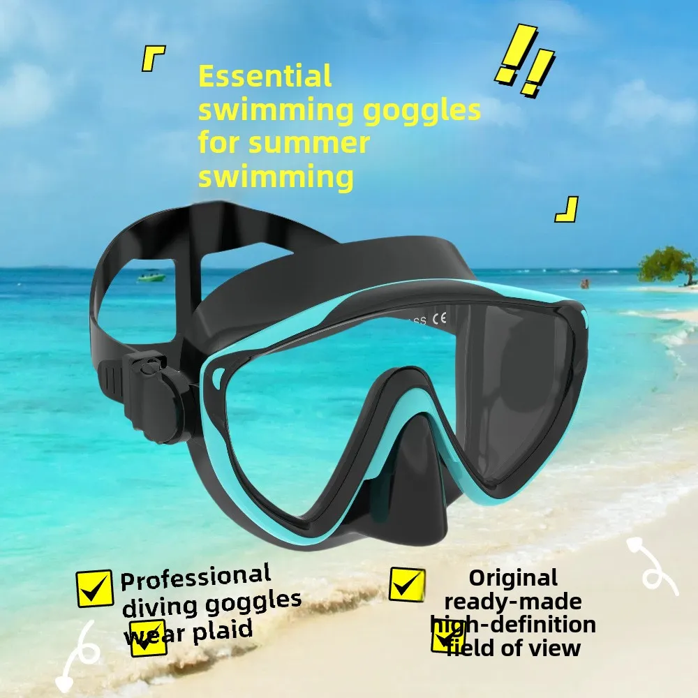 

Новые очки для дайвинга в большой оправе, маска для дайвинга высокого разрешения с большим видением, жидкие силиконовые очки для дайвинга, оборудование для подводного плавания