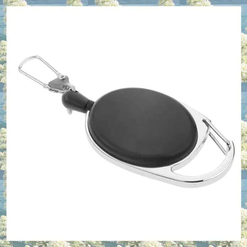 New-4X mosquetón retráctil de alta resistencia, carretes Tinker, cable de tracción de 60Cm con Clip para llavero, negro