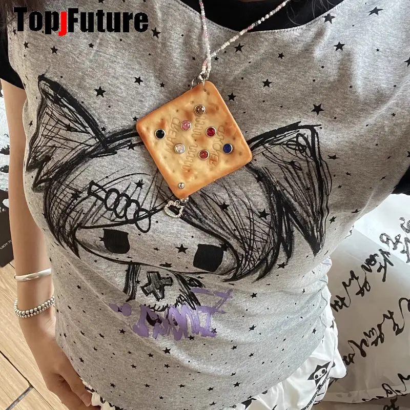 Food Egg Bread Toast Cookie Gothic Y2K Girl Vintage Harajuku Women Subculture Punk Wasteland Personality Bag Pendant Key Chain - view 2