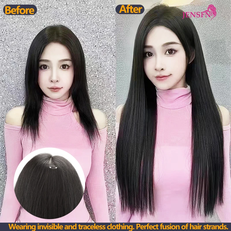 JENSFN Straight  Clip In Hair Extensions Human Hair 3pcs/Set 170g Double Weft High Quality Natural Black Blond Color