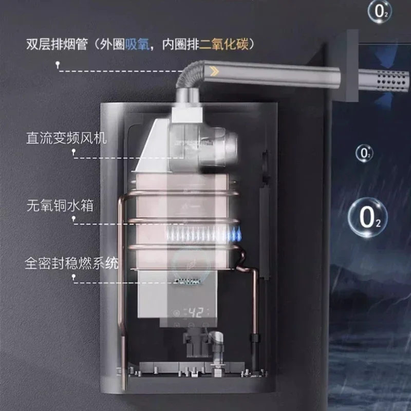 Gas Water Heater Outdoor Strong Exhaust 12v water heater Constant Temperature for Home Bath - Natural Gas & Liquefied Gas