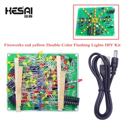 Fireworks red yellow Double Color Flashing Lights DIY Kit Strobe NE555 + CD4017 Electronic Practice Learning Kits Suite Parts