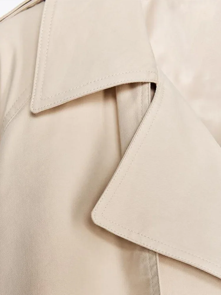 Trench corto da donna Casual con lacci Risvolto Manica intera Giacca ampia Moda High Street Outwear per donna 2025 Autunno