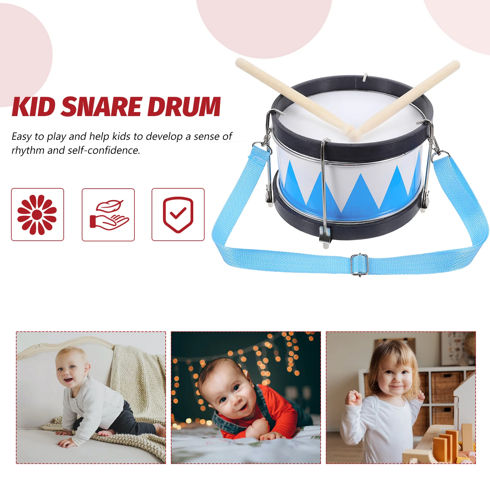 Snare Drum Kid Music Toys Practical Toddler Percussion Instrument Educational Toy Wooden Metal Material on Ability