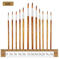 12 unids/set de pinceles de pintura de acuarela con mango de madera de pelo de nailon, juego de pinceles de pintura acrílica al óleo DIY para aprendizaje, suministros de pinceles de pintura artística