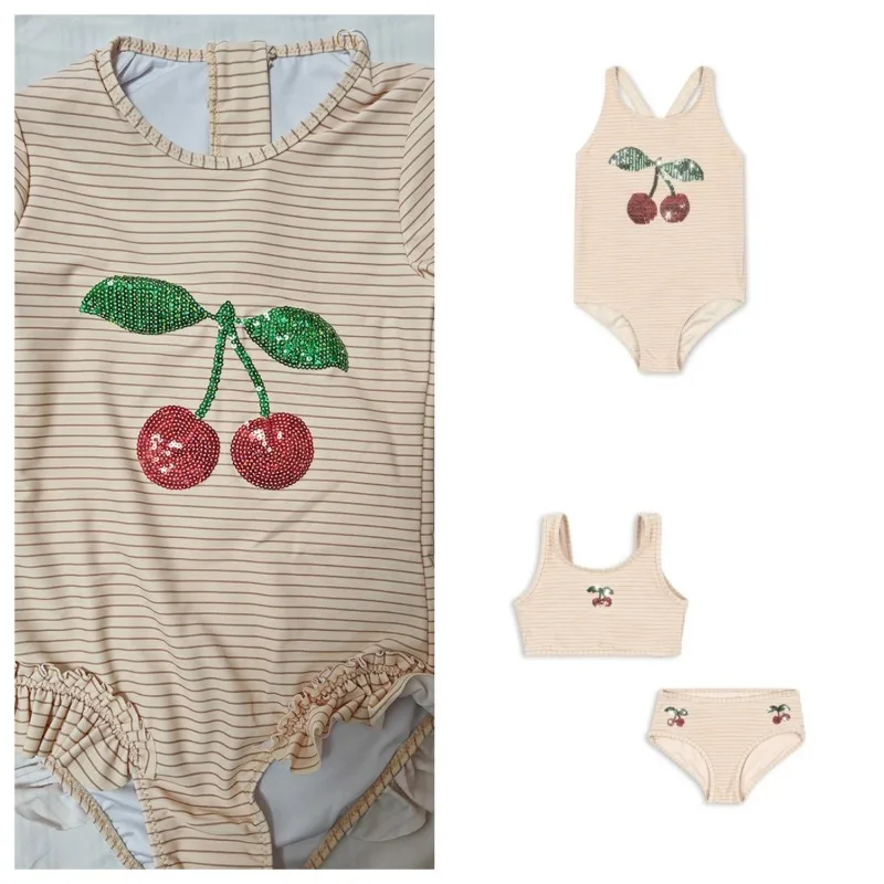 

Kids Swimwear Striped One-pieces Long Sleeve Swimsuit Girl Swimwears Quick Dry Two Piece Swimsuit for Girls Kids Bikini Set