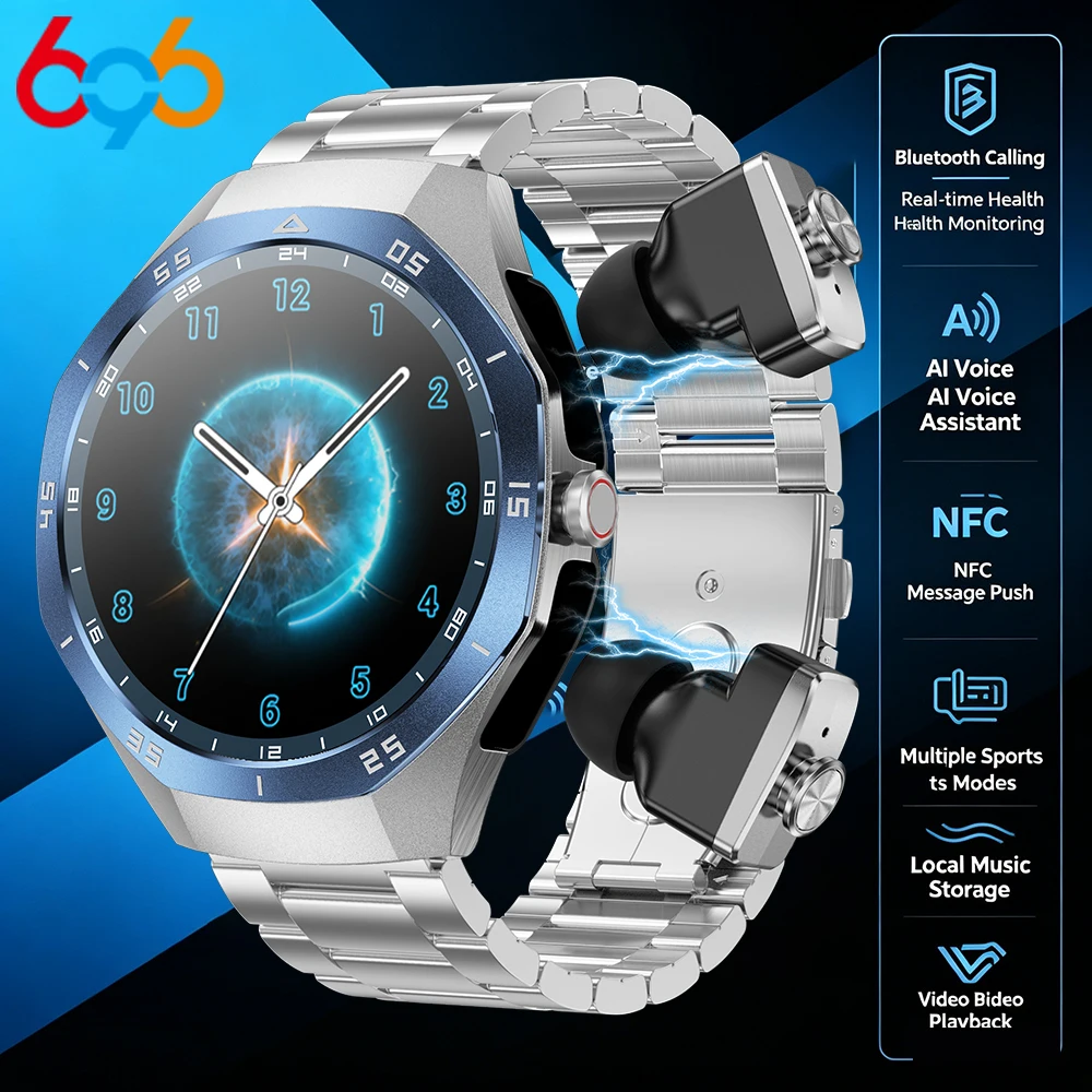 

Local Music Smartwatch With Built-in Headphones NFC Men Women 2-in-1 Bluetooth Earphones Smart Watch 24H Health Monitor Sports