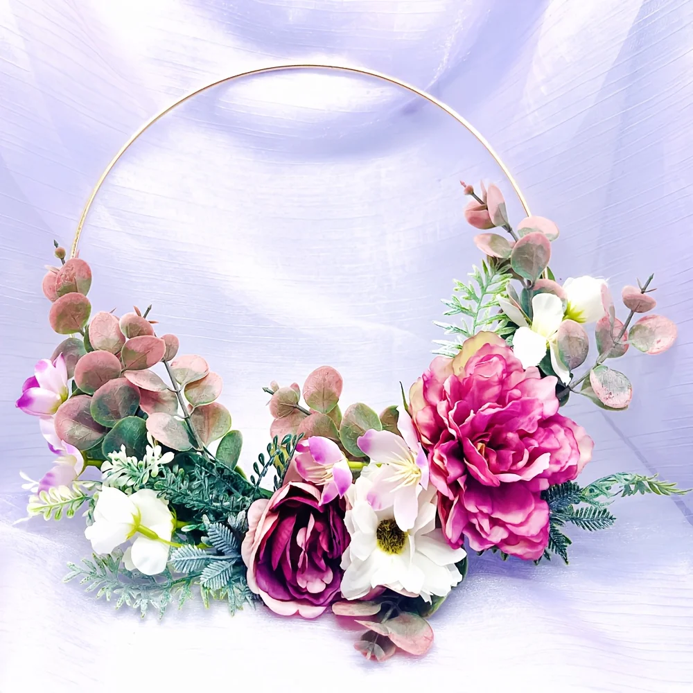 Corona de botín floral Art Deco Boho-Chic con peonías y rosas, perfecta para bricolaje, boda, fiesta, hogar, decoración de pared y ventana, puerta ideal