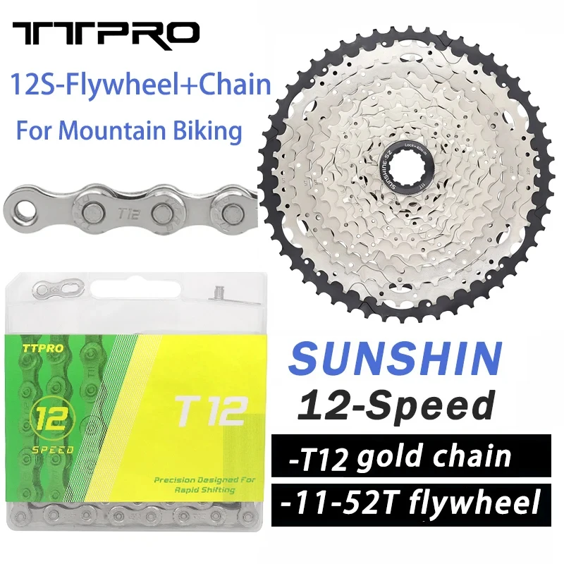 

SUNSHINE 12S MTB Bike Cassette Sprocket 11-46/50/52T MTB Mountain Gravel Bike Flywheel TTPRO T12 Bike Chain Cycling Parts