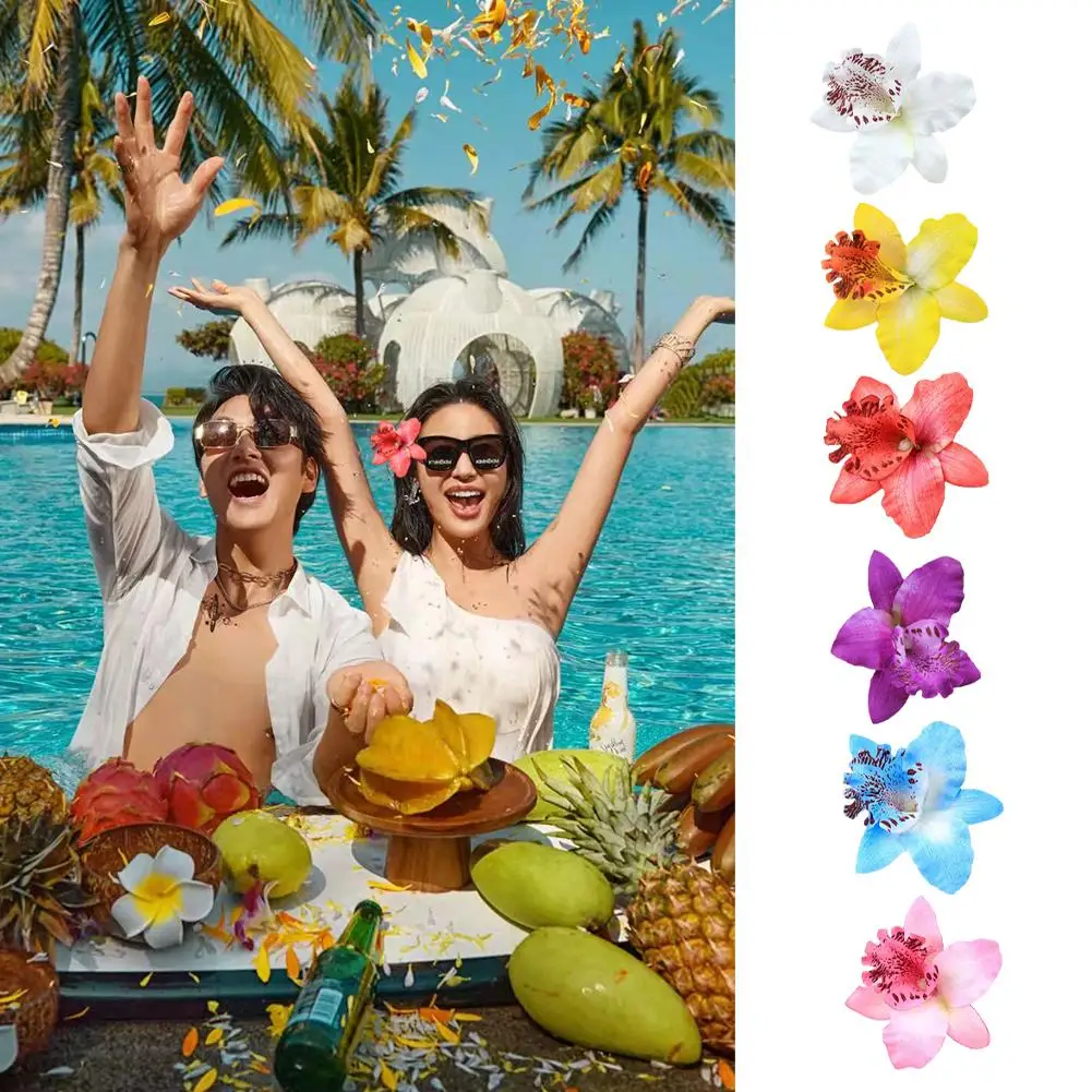 Hawaii Flower Hair Clips For Women Girls Floral Hibiscus Orchid Hairpins For Summer Beach Holiday Wedding Party Hair Access P0T4