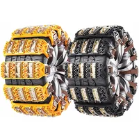 8Pcs Universal Car Wheels Tire Snow Chains for 165-275 Wheels Car Tire Anti-skid Chain Belts with Gloves, Tools & Storage Bag