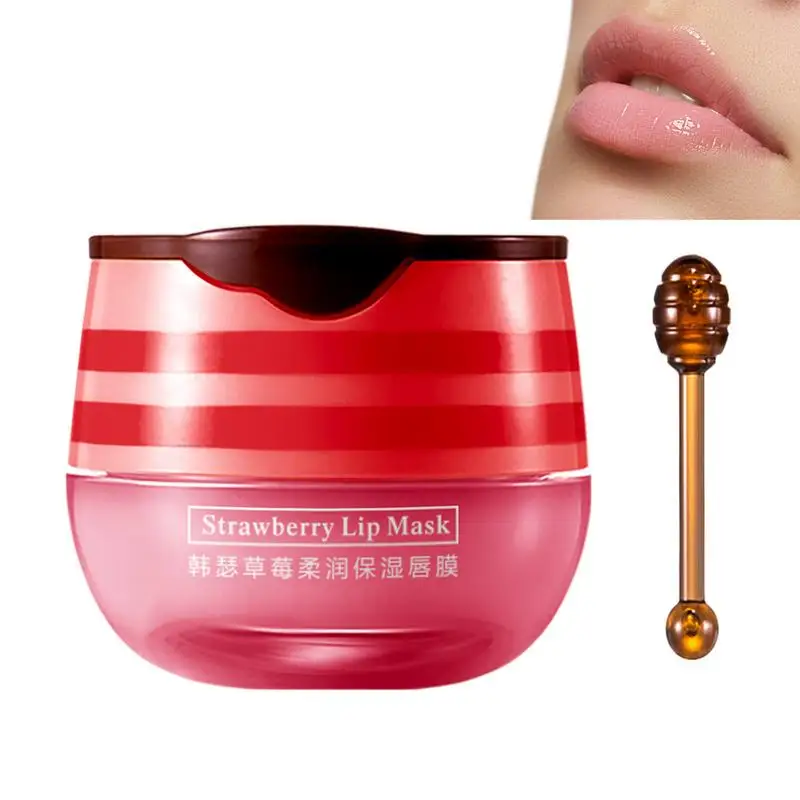 Máscara de labios de fresa, bálsamo labial de abeja, bálsamo labial de miel, propóleo hidratante, máscara labial, bálsamo para dormir durante la noche, aceite labial para dormir