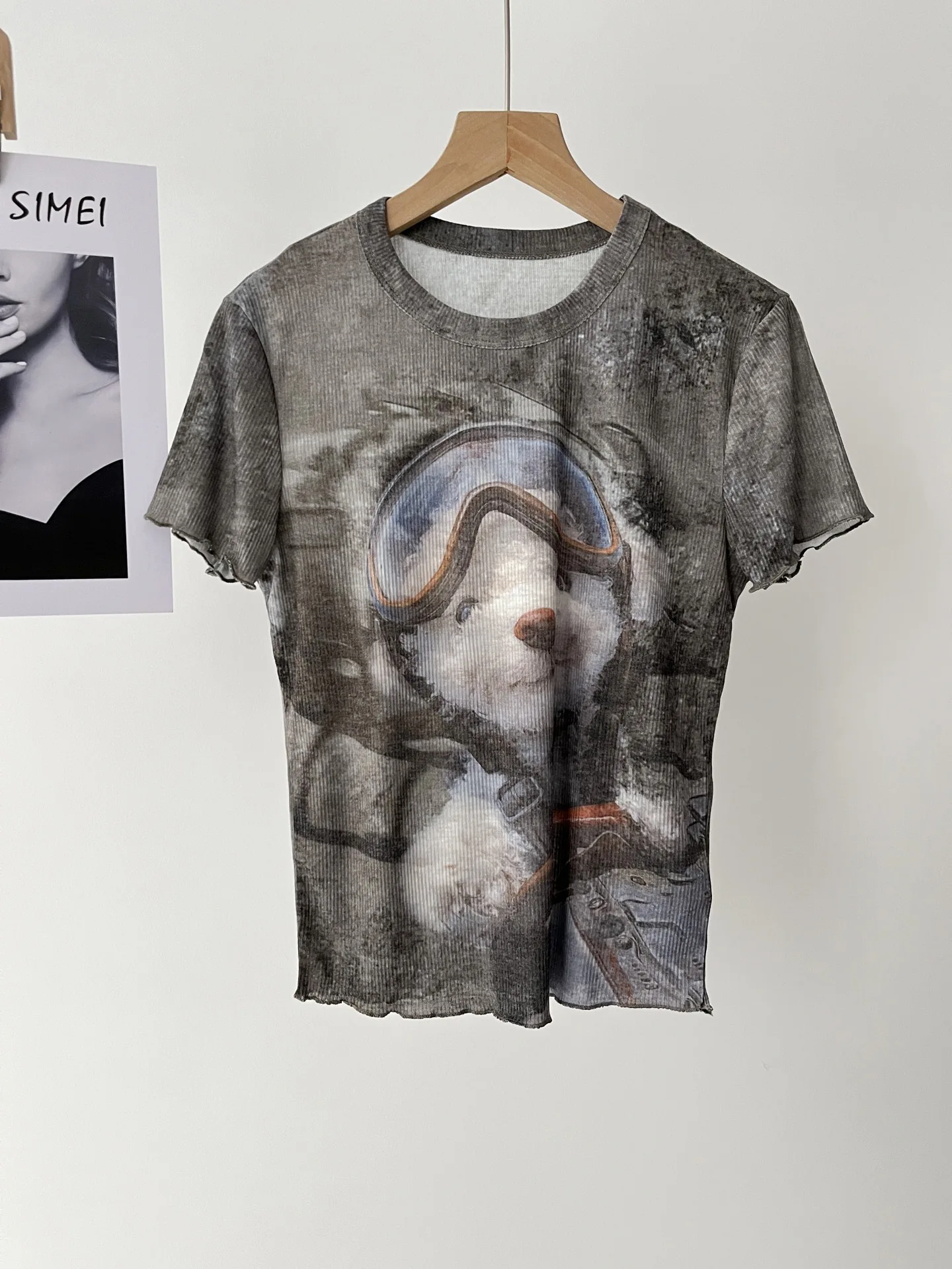 

Повседневная женская футболка с милым принтом домашних животных и короткими рукавами 087-1108