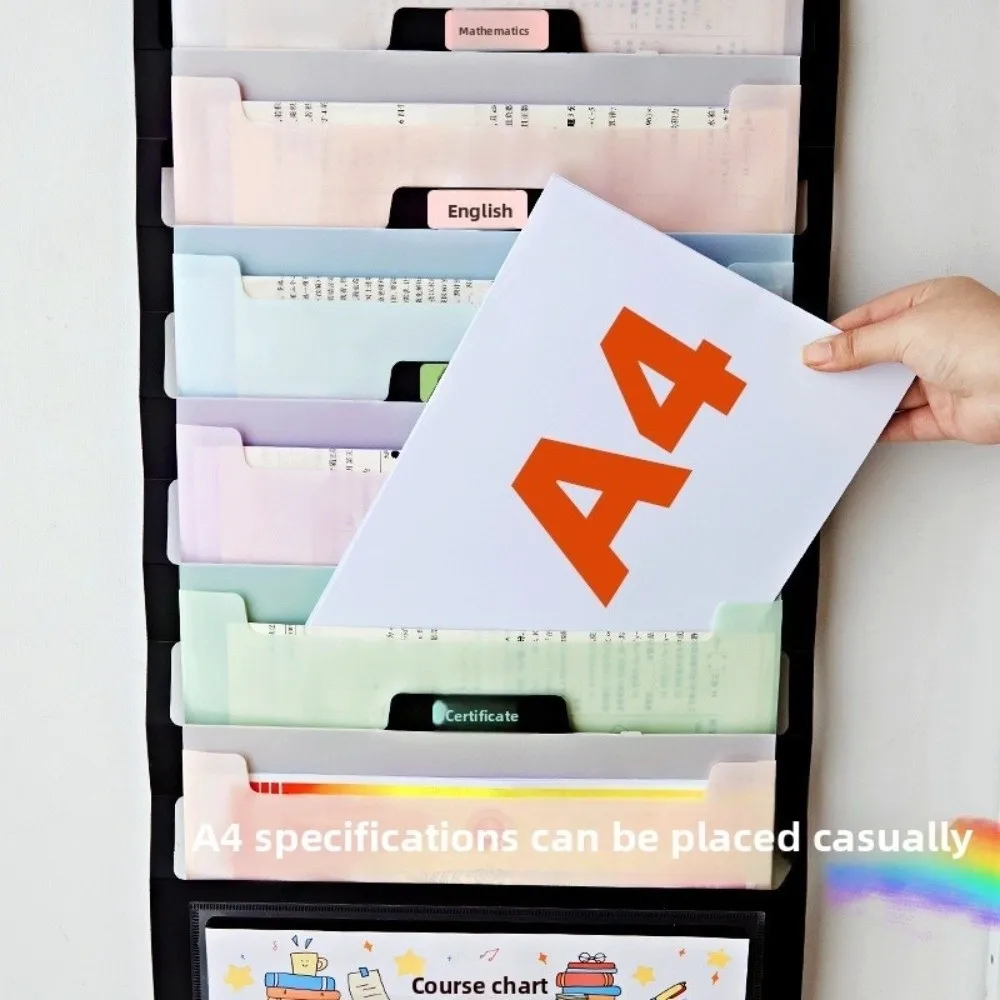 6개의 포켓이 있는 벽걸이형 다용도 파일 정리함 대용량 확장형 아코디언 포켓 사무용