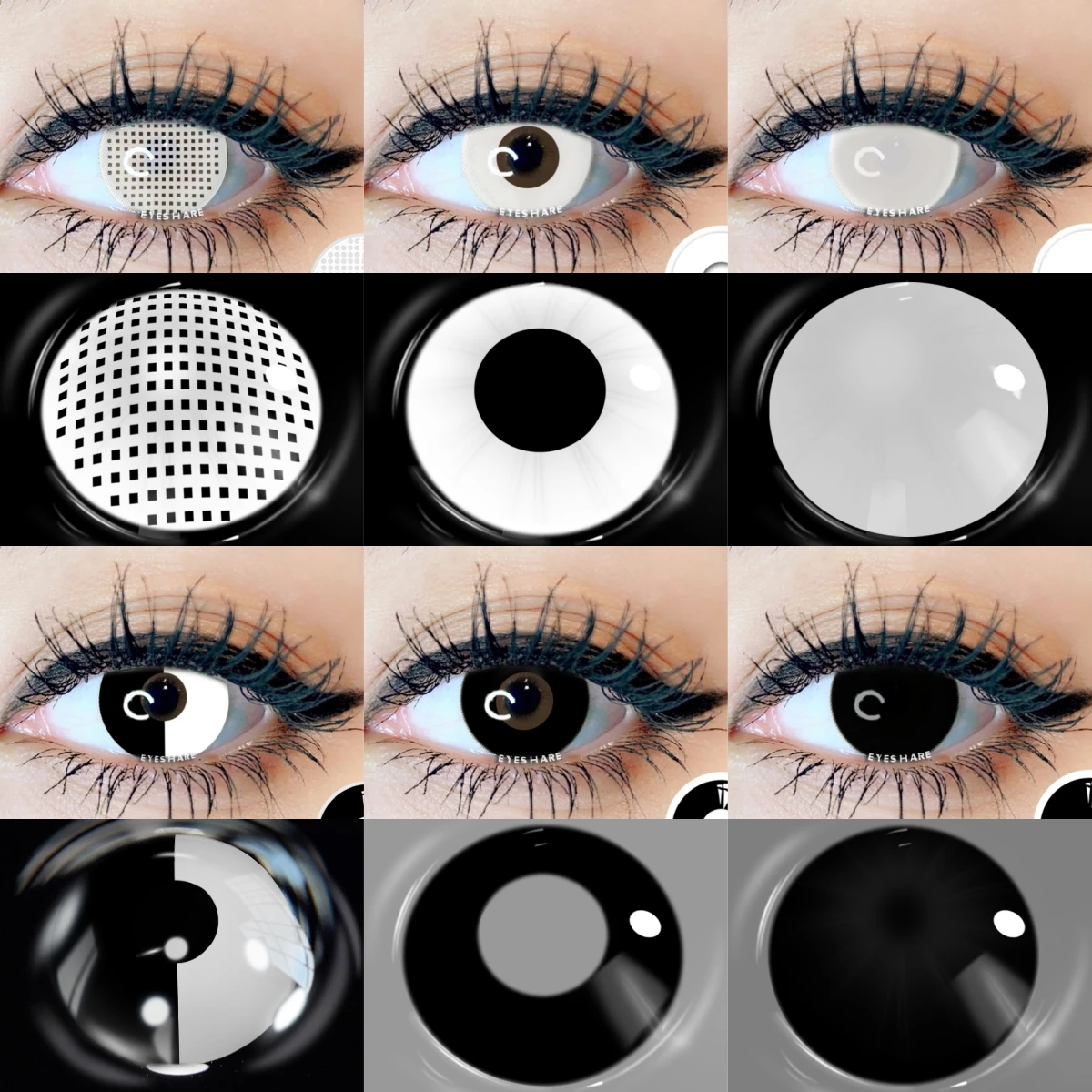 EYESHARE Halloween 1 Pair Colored Contact Lenses For Eyes White Lenses Black Lens Anime Cosplay Contact Lens Beauty Makeup Lens