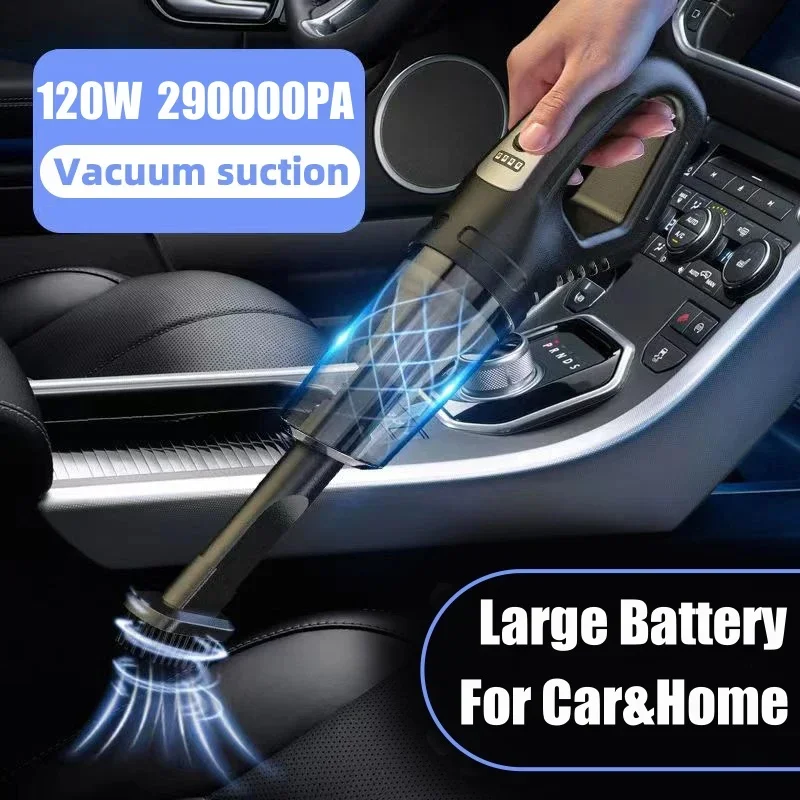 120W Portable Car Vacuum Cleaner USB Charging Handheld Cordless Vacuum Cleaner Powerful Suction for Auto/Home/Office/Pet Hair