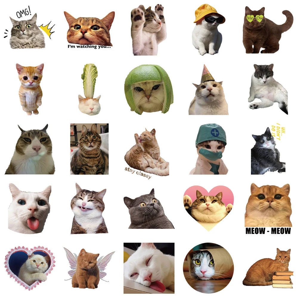 10/50/100/200 stücke Nette Tier Katze Aufkleber Kawaii Mädchen Kinder Lustige Kätzchen MEME Graffiti Aufkleber Spielzeug wasserdicht DIY Telefon Fall Fahrrad