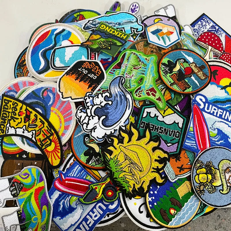 

10/20/30/40/50PCS High Quality Random Mixed Patch Set Iron on Patches Mountain Outdoors Embroidered Patches for Clothes Stickers