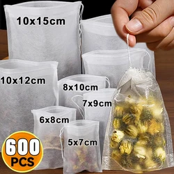 600/50PCS Disposable Tea Filter Bags Non-woven Fabric Teabags With String Kitchen Teaware Coffee Loose Tea Spice Bag Wholesale