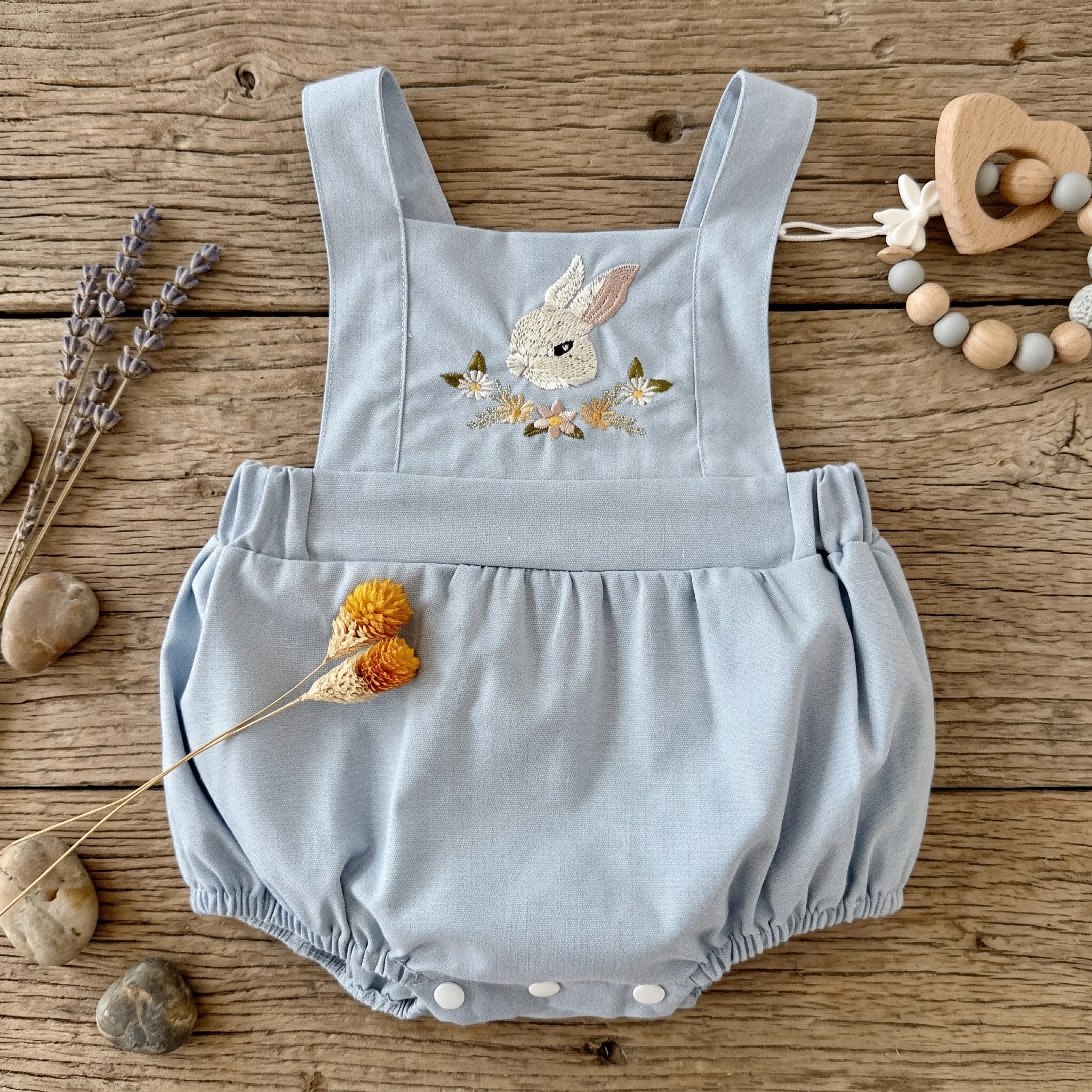 Sommer-Strampler für Babymädchen mit Cartoon-Hasen-Stickerei, Niedliche Overalls für Kleinkinder im Süßen Stil – Detail 6