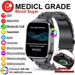 2024 New Medical Grade Health Smart Watch for Women Men Blood Sugar Fat Uric Acid Monitoring HD AMOLED Bluetooth Call smartwatch