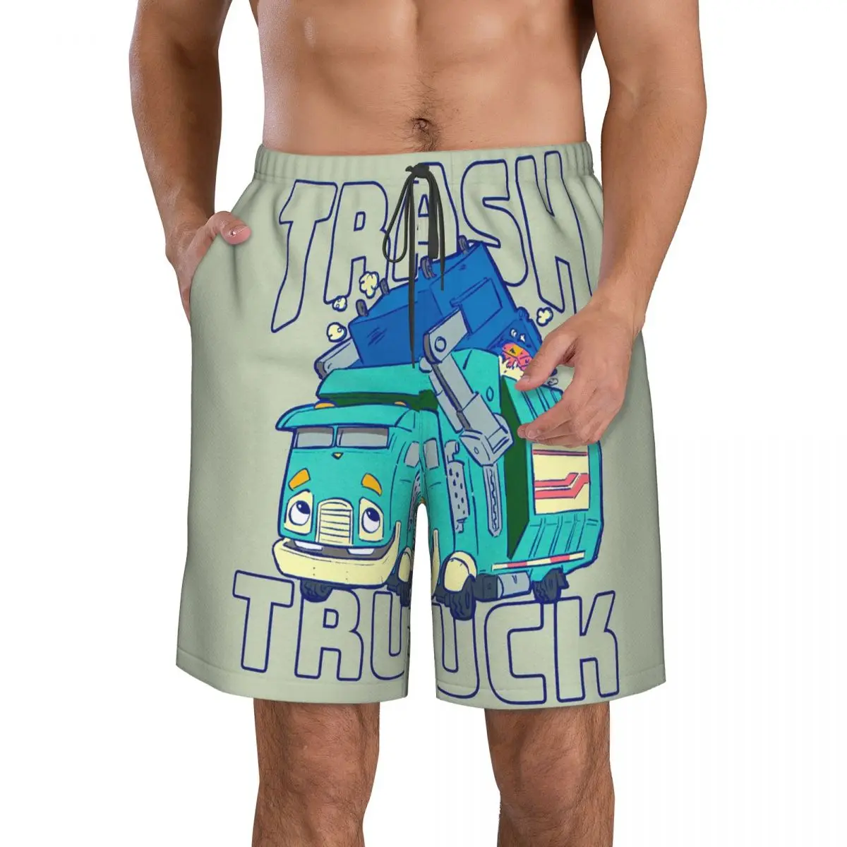 

Trash Truck Cartoon Netflix Trunks Beach Board Shorts Casual Quick Dry Swim Summer Men Pants
