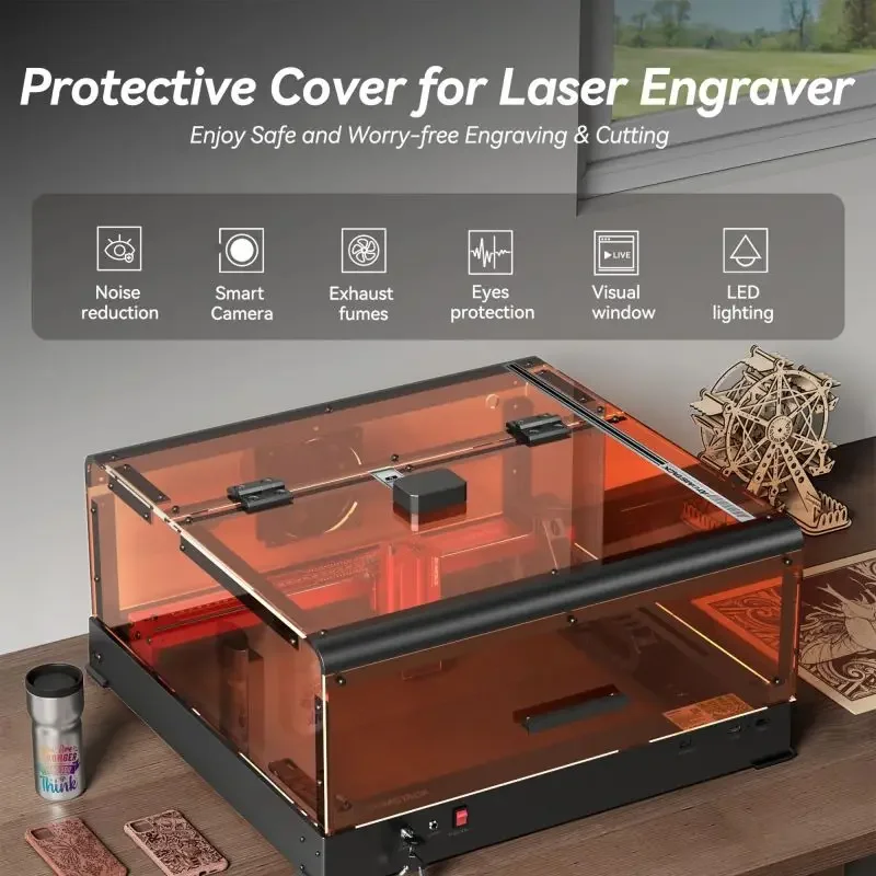 Atomstack B3 Case Fireproof Dustproof Smokeproof With Fan Lighting for A6 Pro A12 Pro A24 Pro La ser Engraving Machine
