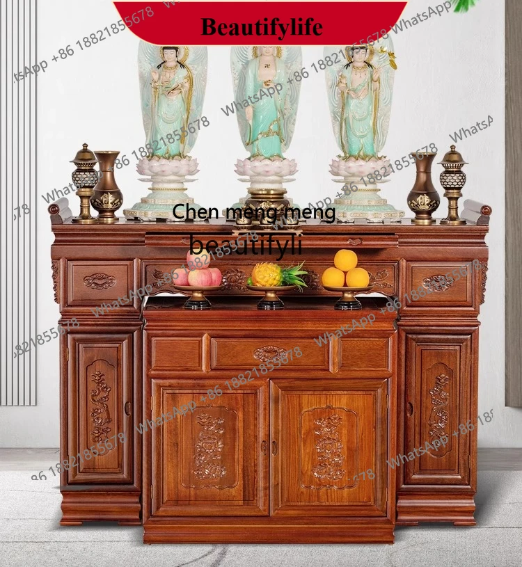 

z183 Household Zhongtang Solid Wood with Cabinet Xianjia Buddha Table Buddhist Hall Buddhist Cave Buddhist Terrace