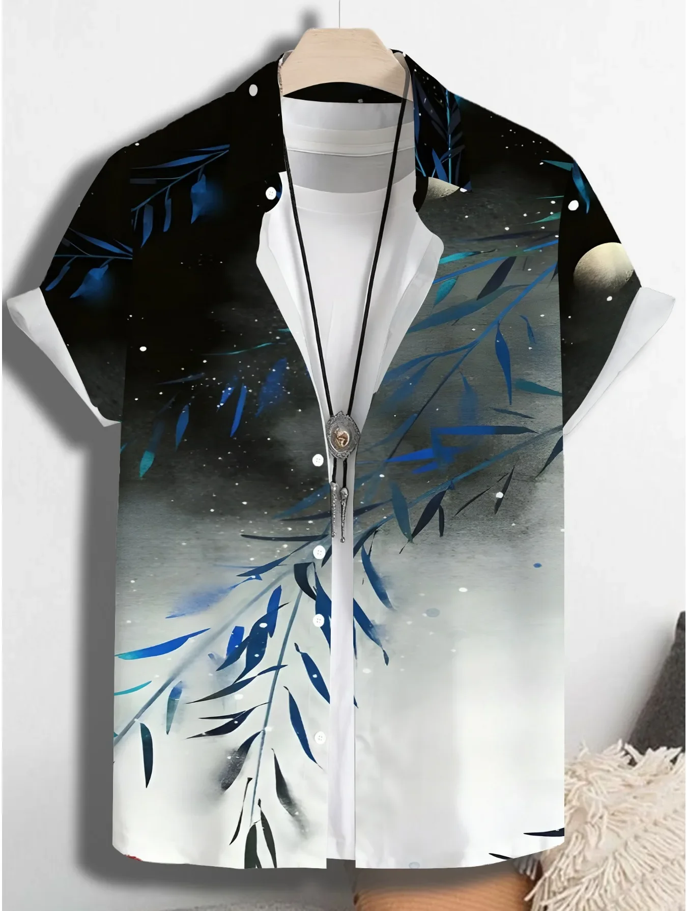 Men's Fashion Vacation Shirt Summer Man Short Sleeve Hawaiian Casual Print Lightweight Breathable Beach Party Tops