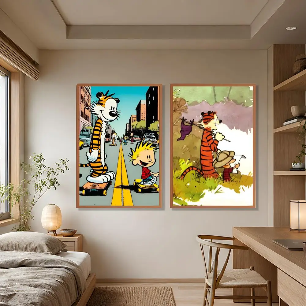 Comic Popular Art Calvin and Hobbes Poster Wall Art Poster HD Waterproof PP Print Bedroom Living Room Office Decor Gift